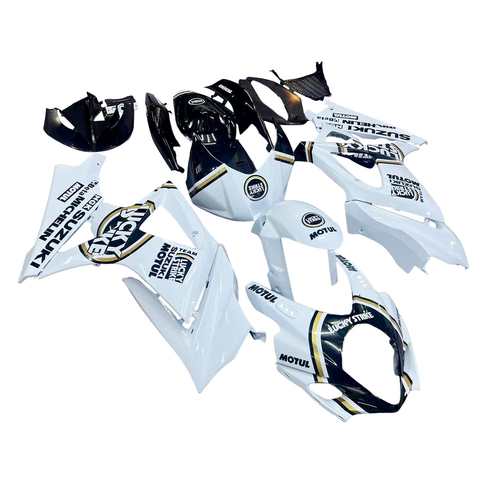 Fairings 2007-2008 Suzuki GSXR 1000 White Black Gold Lucky Strike  Generic