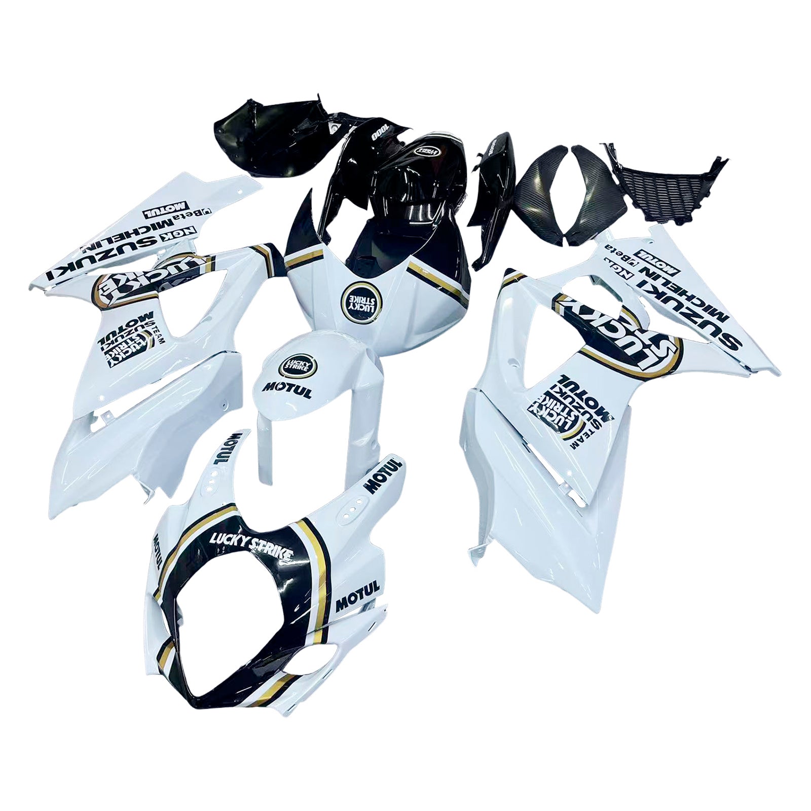 Fairings 2007-2008 Suzuki GSXR 1000 White Black Gold Lucky Strike  Generic
