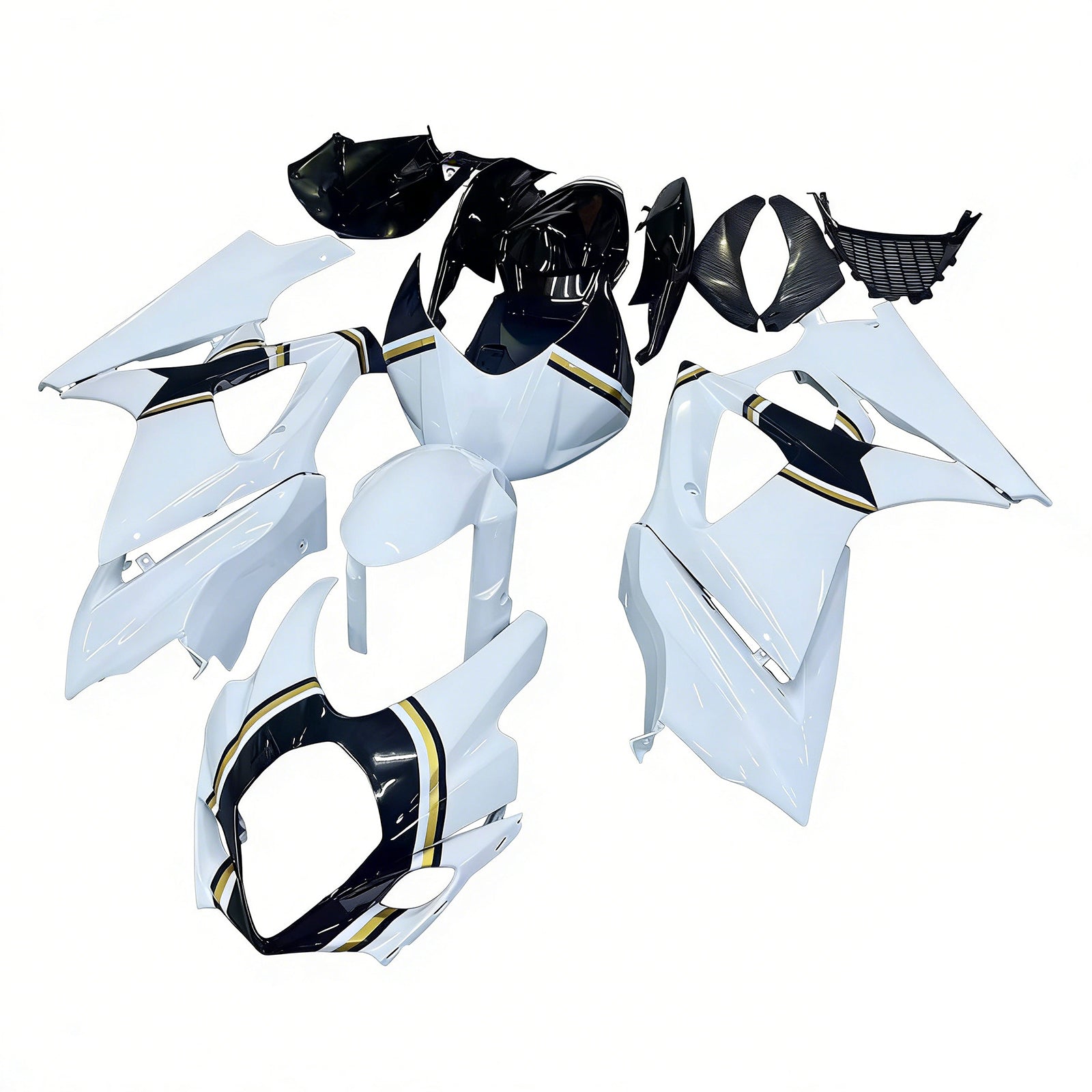 Fairings 2007-2008 Suzuki GSXR 1000 White Black Gold Lucky Strike  Generic