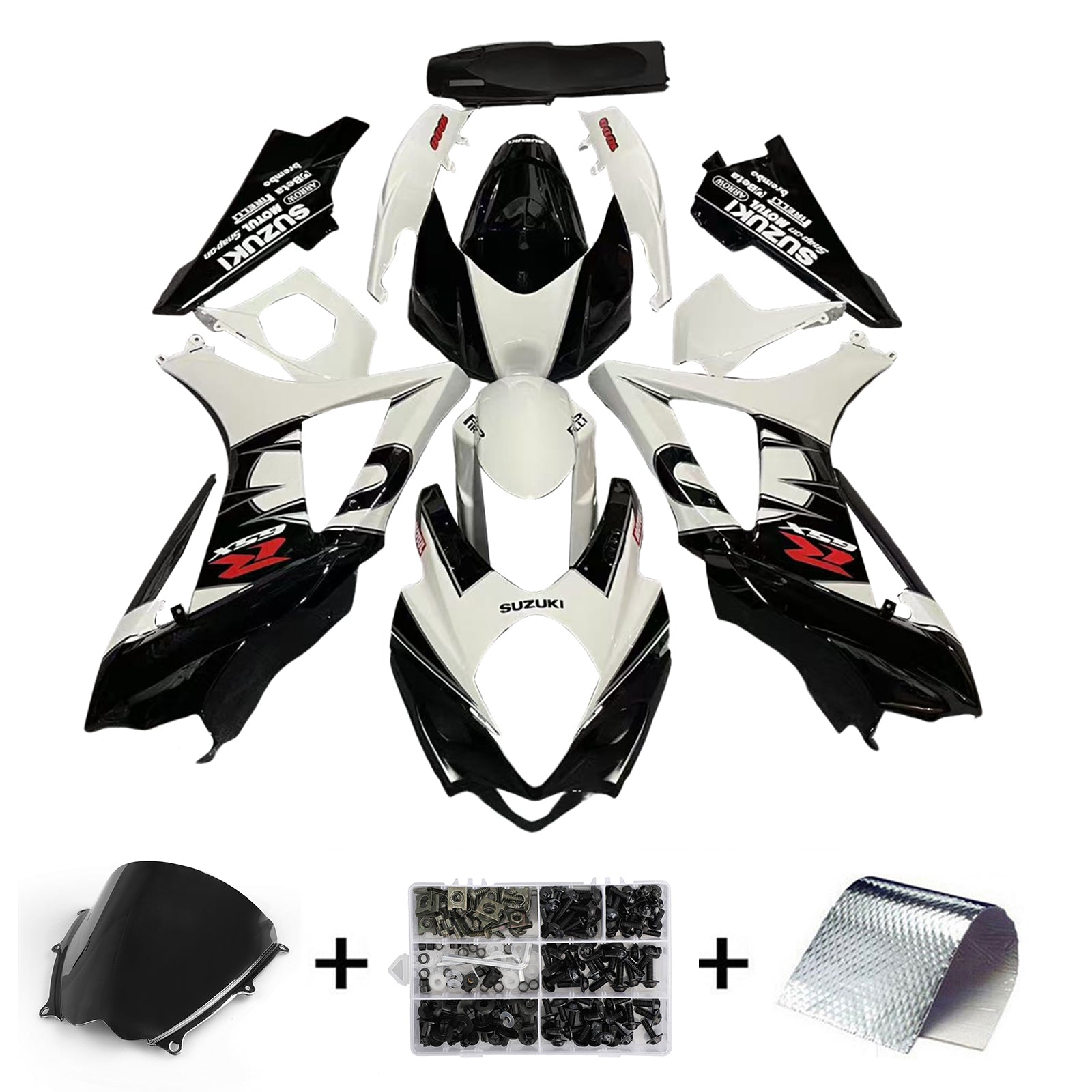 Fairings 2007-2008 Suzuki GSXR 1000 Black & White GSXR  Generic