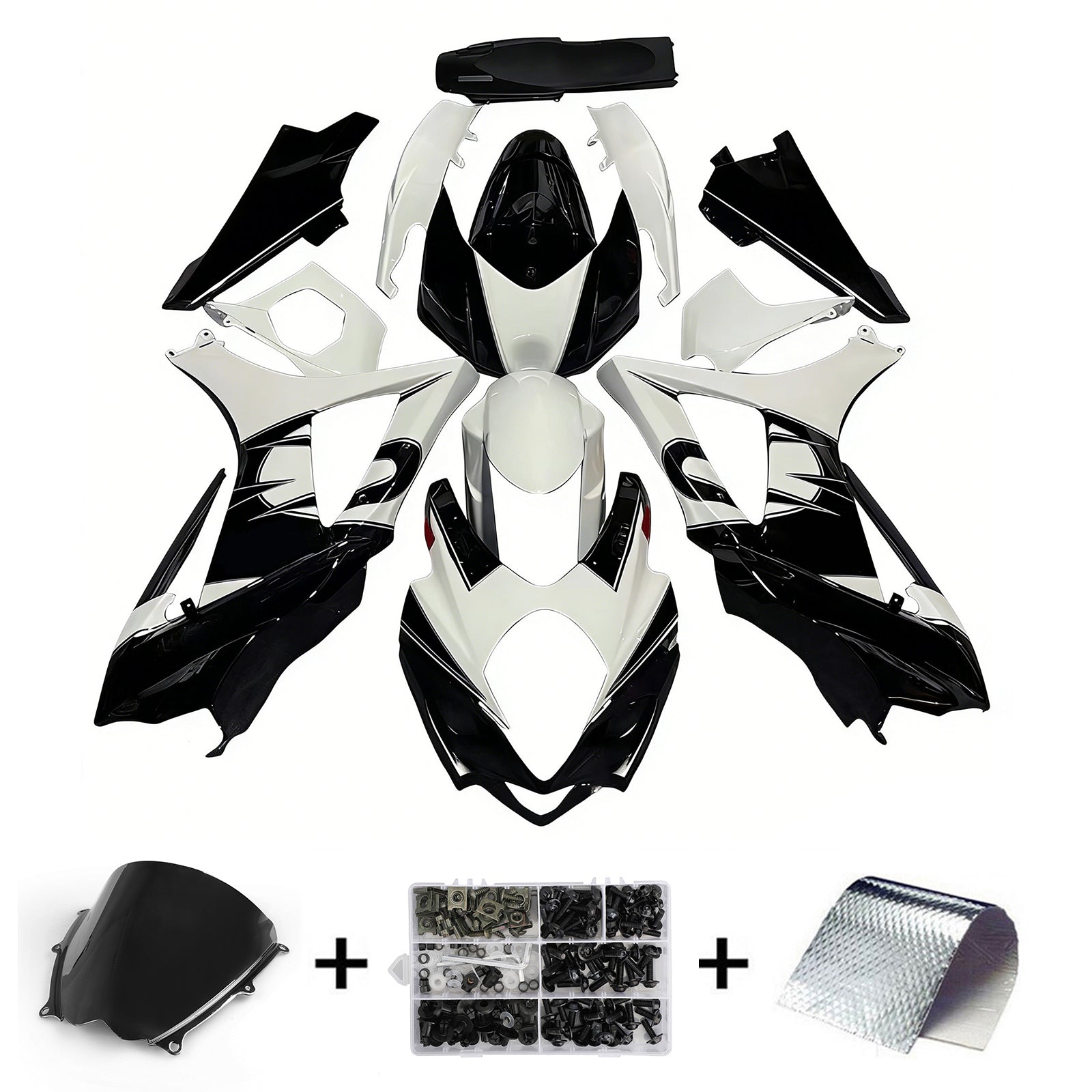 Carenados 2007-2008 Suzuki GSXR 1000 Negro y Blanco GSXR Genérico