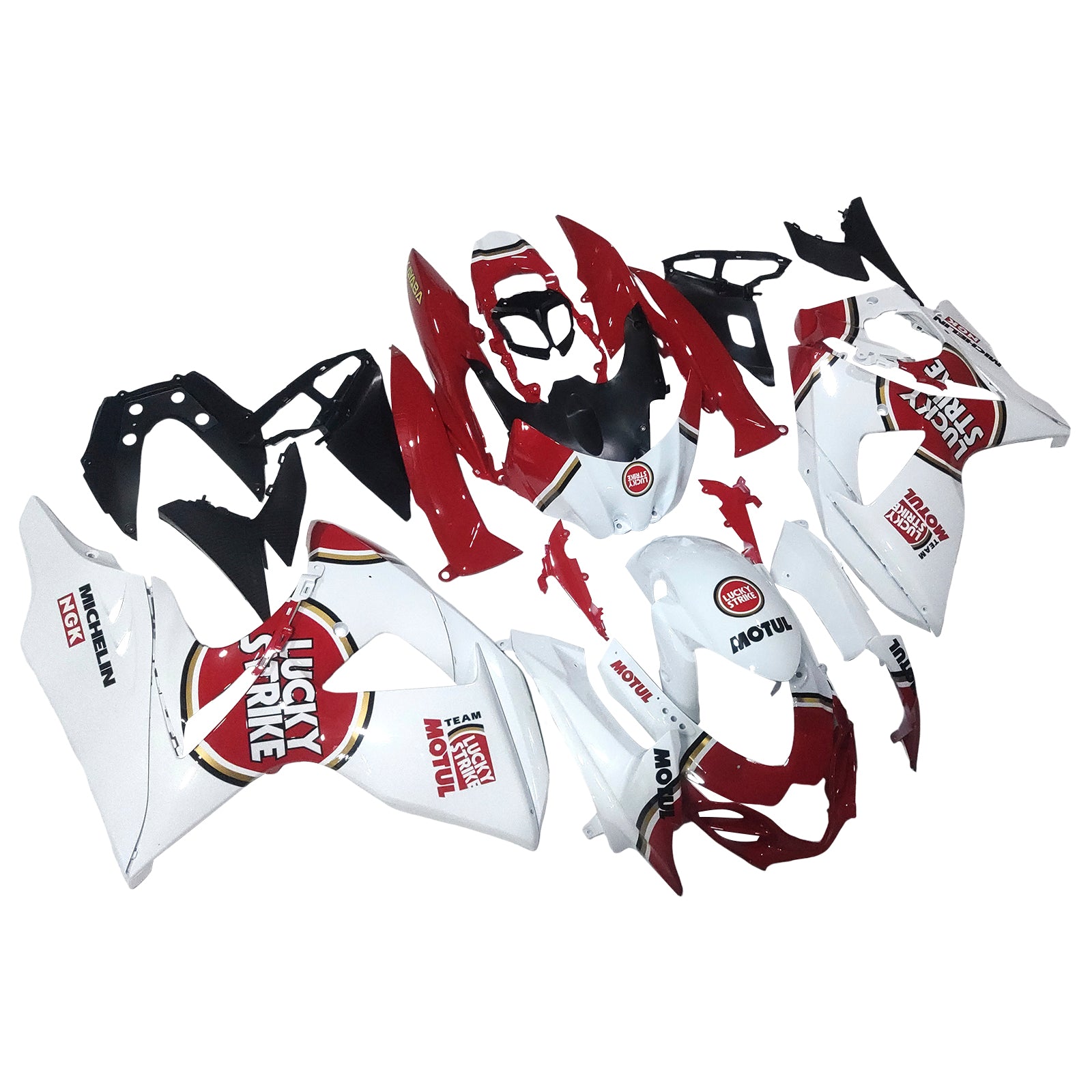 Fairings 2009-2016 Suzuki GSXR 1000 White & Red Lucky Strike  Generic