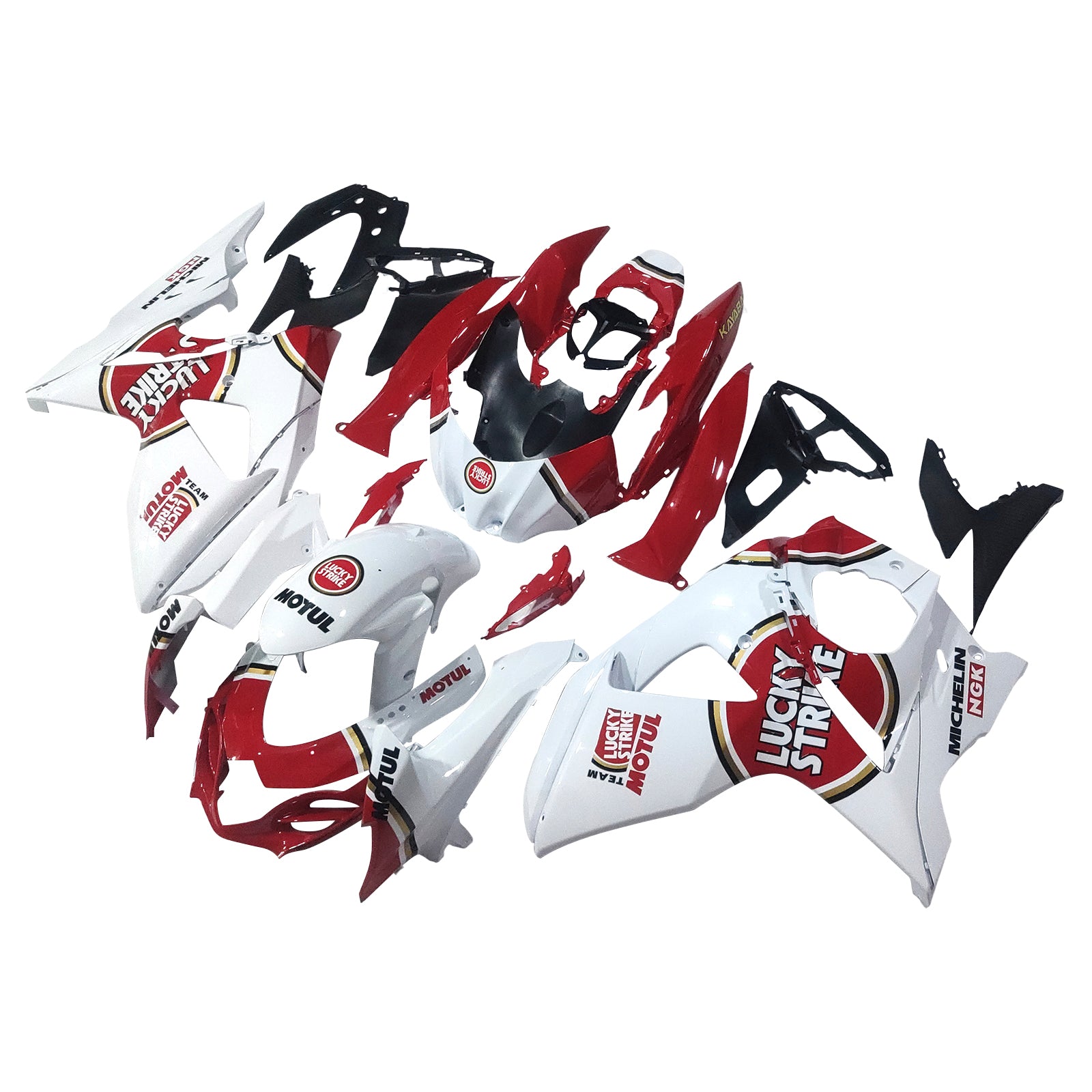Fairings 2009-2016 Suzuki GSXR 1000 White & Red Lucky Strike  Generic