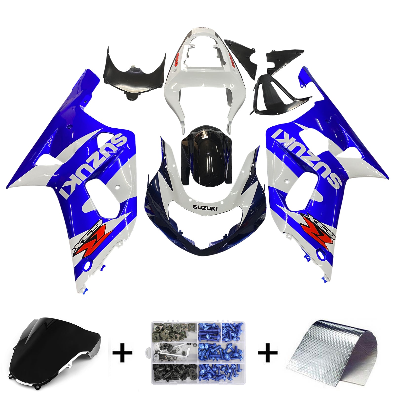 Fairings 2001-2003 سوزوكي GSXR 600 أزرق وأبيض GSXR