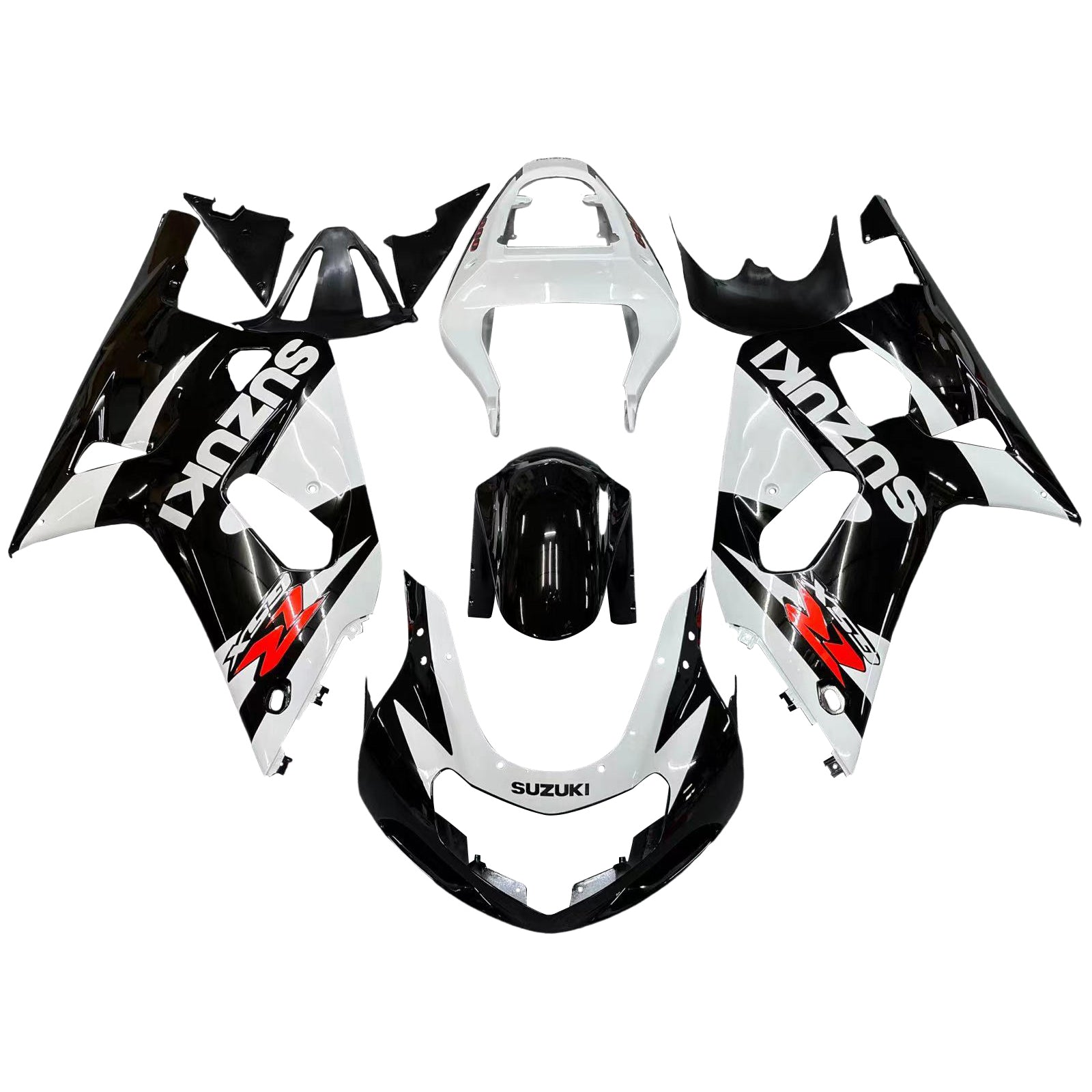 Fairings 2001-2003 سوزوكي GSXR 600 أبيض وأسود GSXR