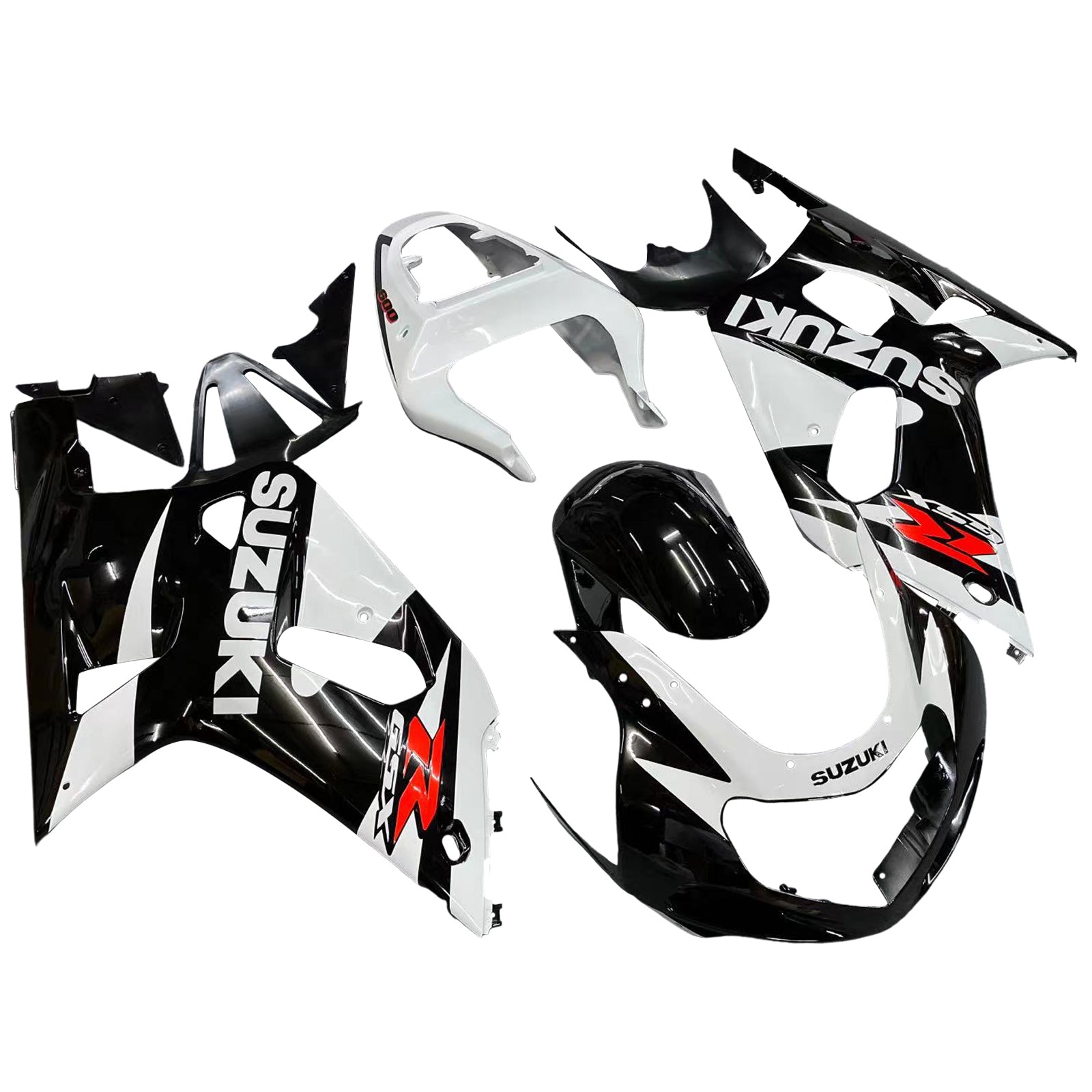 Fairings 2001-2003 سوزوكي GSXR 600 أبيض وأسود GSXR