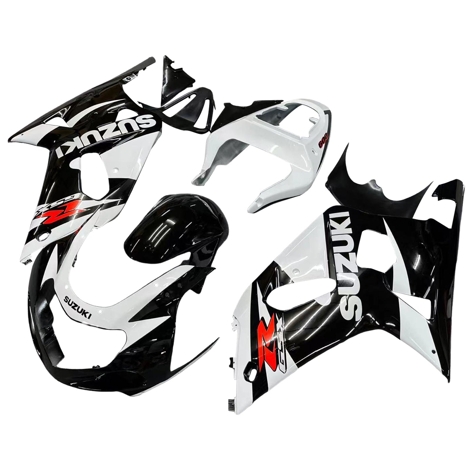 Fairings 2001-2003 سوزوكي GSXR 600 أبيض وأسود GSXR