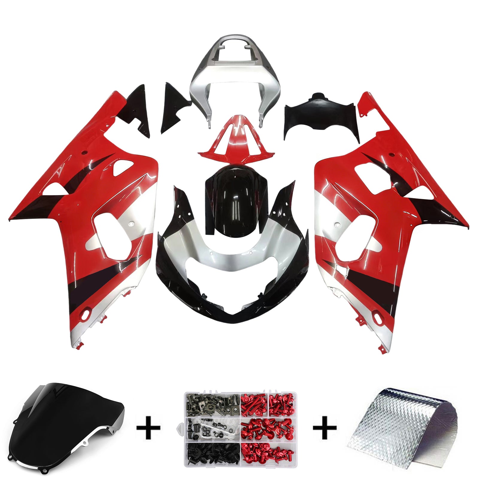 Fairings 2001-2003 Suzuki GSXR 600 Red Silver Black GSXR