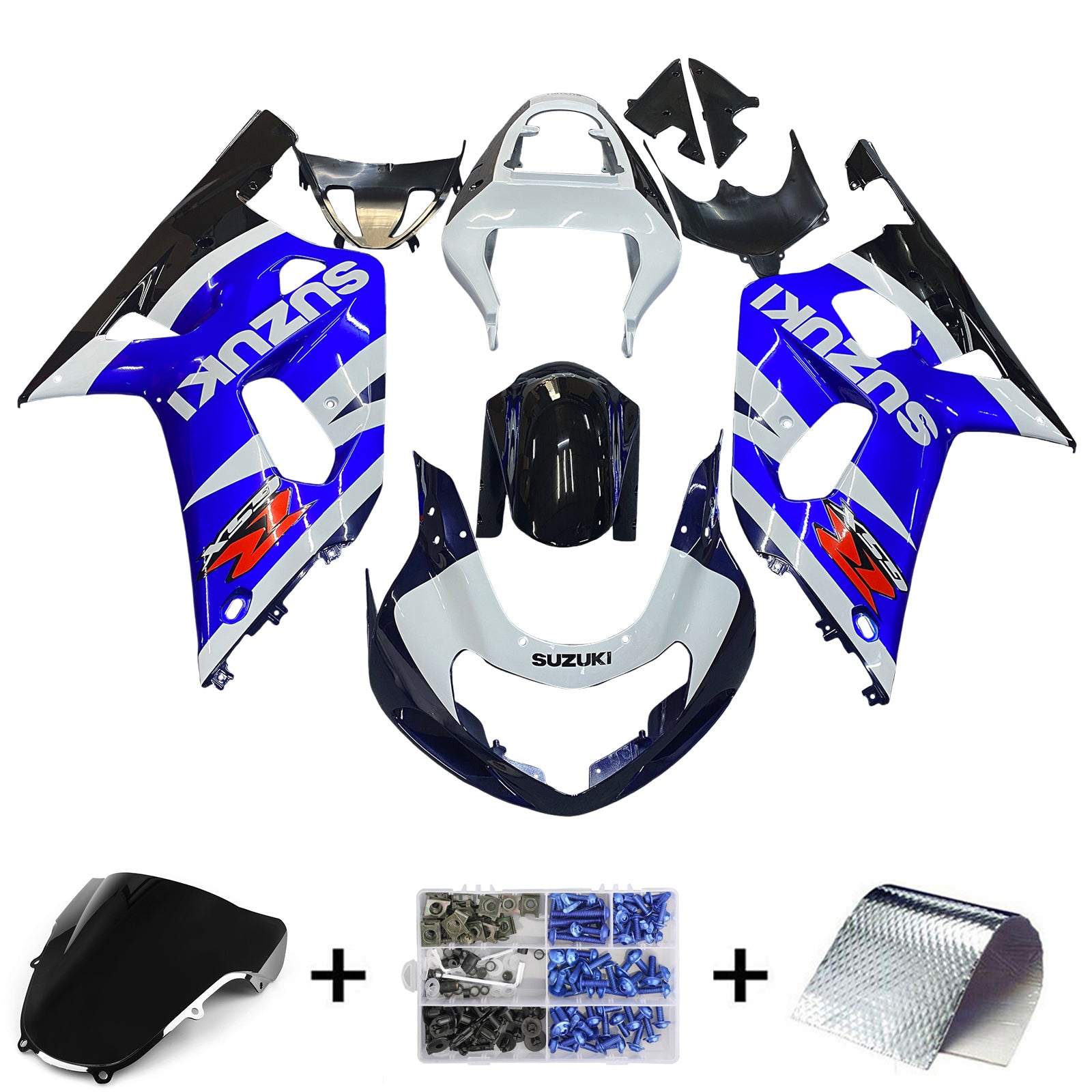 Fairings 2001-2003 سوزوكي GSXR 600 أزرق أبيض أسود GSXR