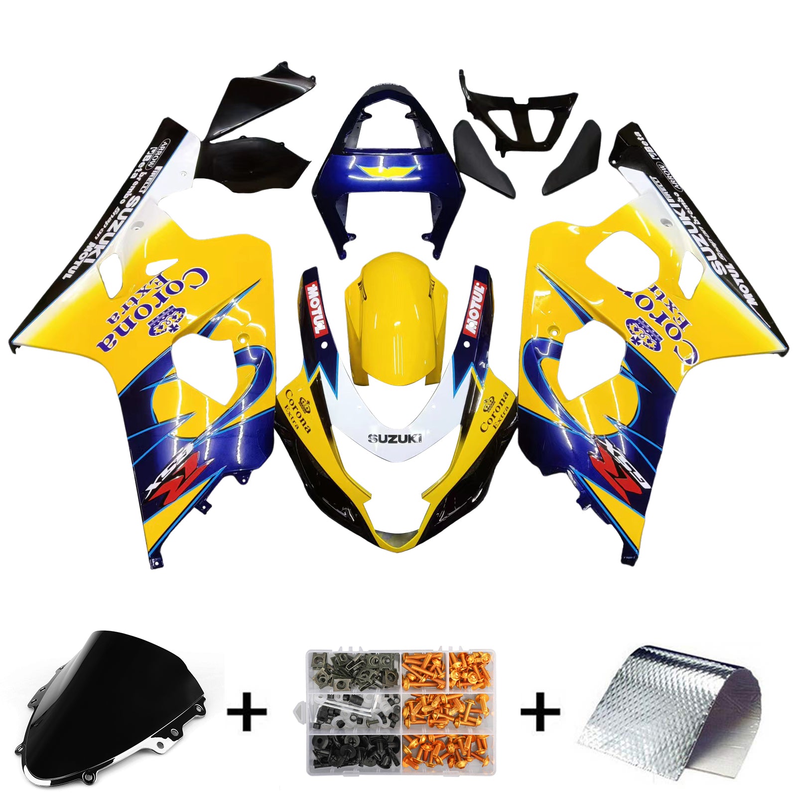 Fairings 2004-2005 سوزوكي GSXR 600 750 أصفر أزرق كورونا GSXR