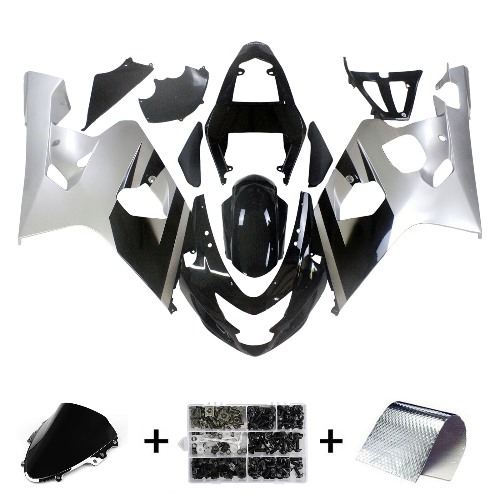 Fairings 2004-2005 Suzuki GSXR 600 750 Black Silver GSXR  Generic