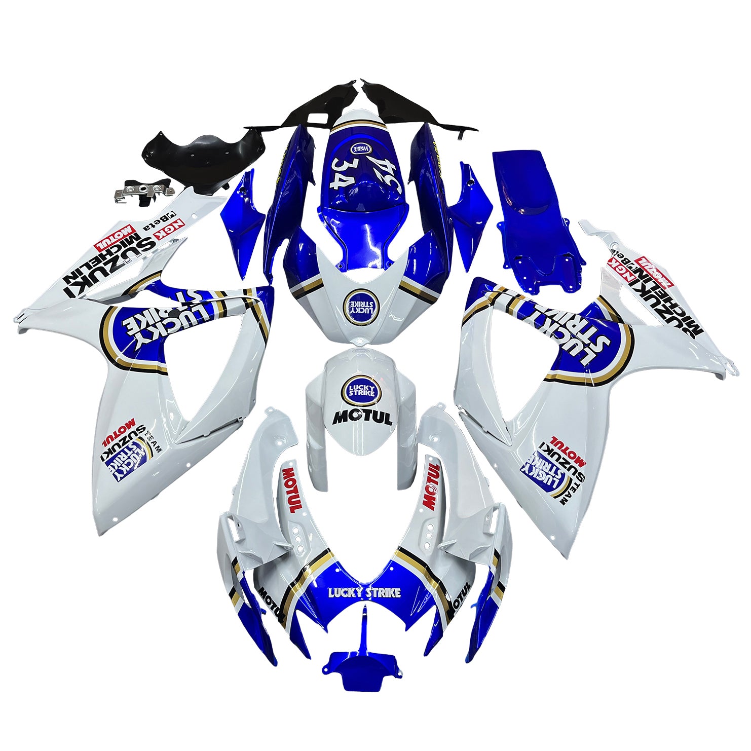 Fairings 2006-2007 سوزوكي GSXR 600 750 أبيض أزرق لاكي سترايك عام