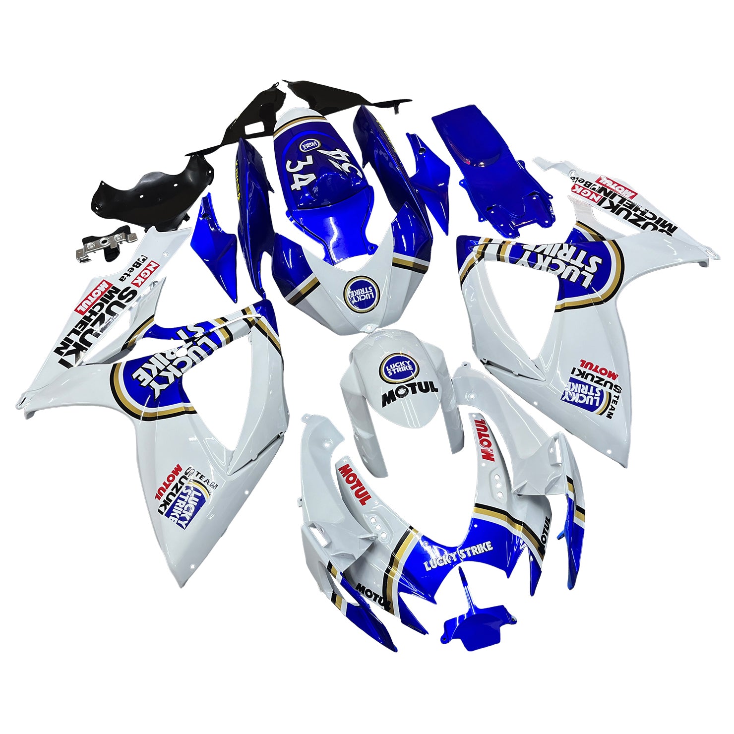 Fairings 2006-2007 سوزوكي GSXR 600 750 أبيض أزرق لاكي سترايك عام