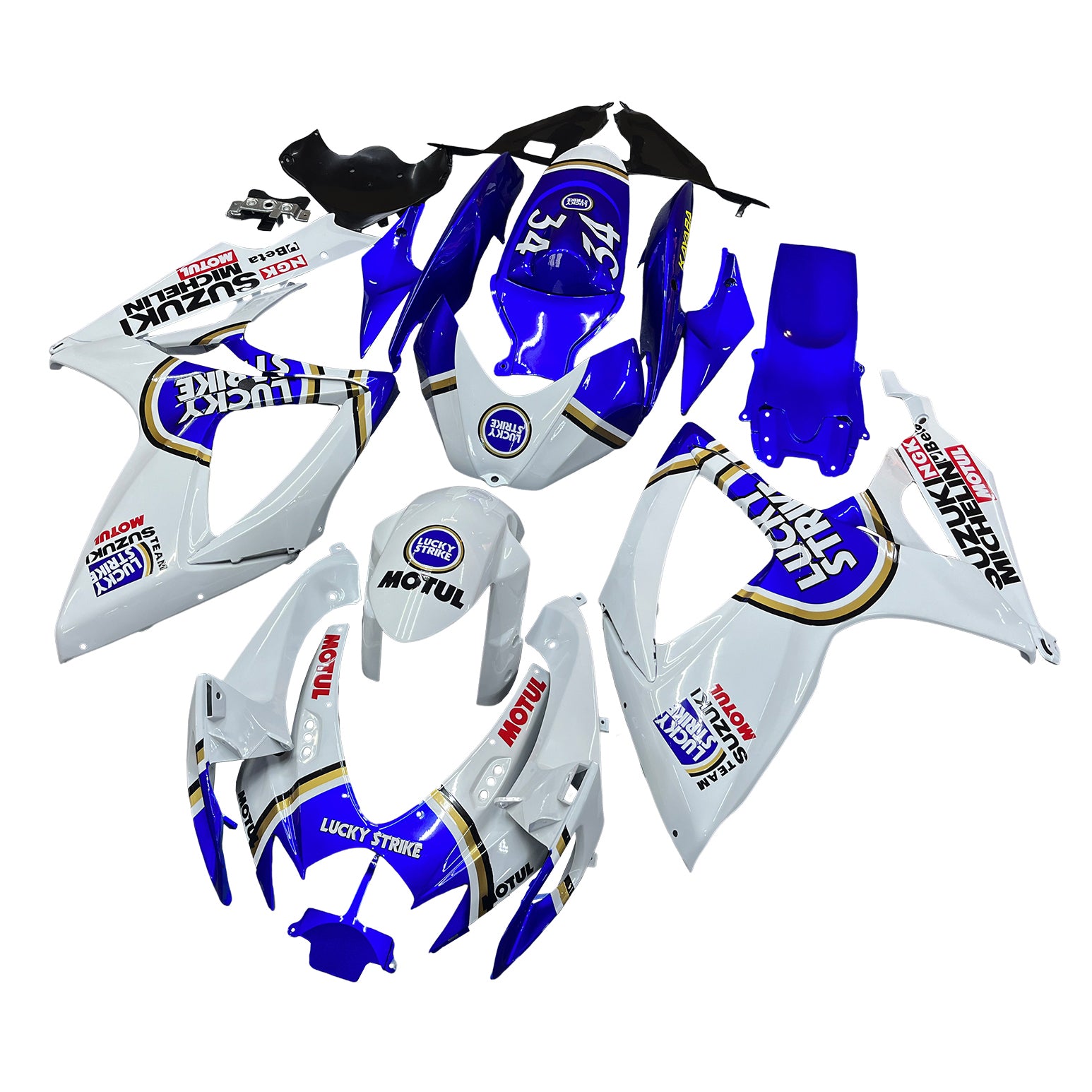 Fairings 2006-2007 سوزوكي GSXR 600 750 أبيض أزرق لاكي سترايك عام