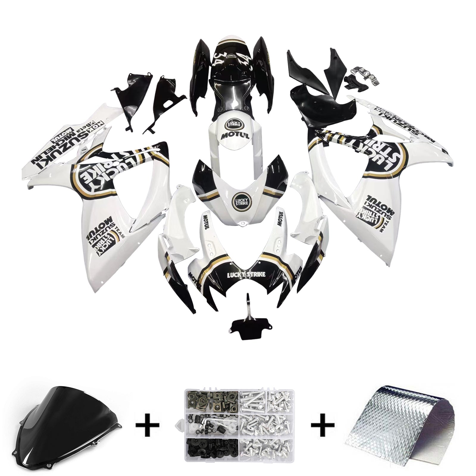 Fairings 2006-2007 Suzuki GSXR 600 750 White Black Lucky Strike  Generic