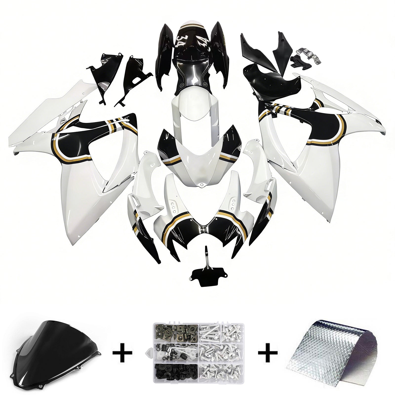 Fairings 2006-2007 Suzuki GSXR 600 750 White Black Lucky Strike Generic