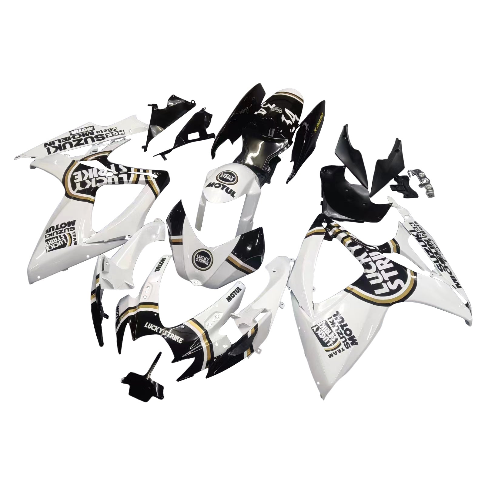 Fairings 2006-2007 Suzuki GSXR 600 750 White Black Lucky Strike  Generic