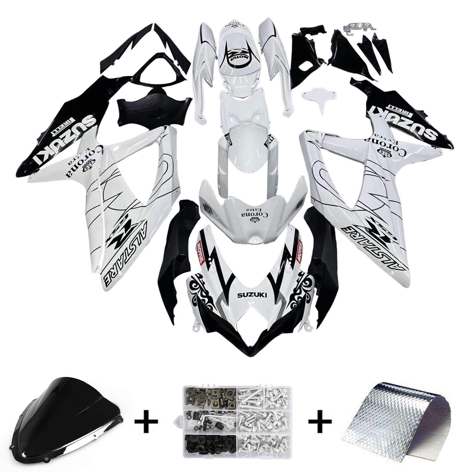 Fairings 2008-2010 Suzuki GSXR 600 750 White Alstare Corona