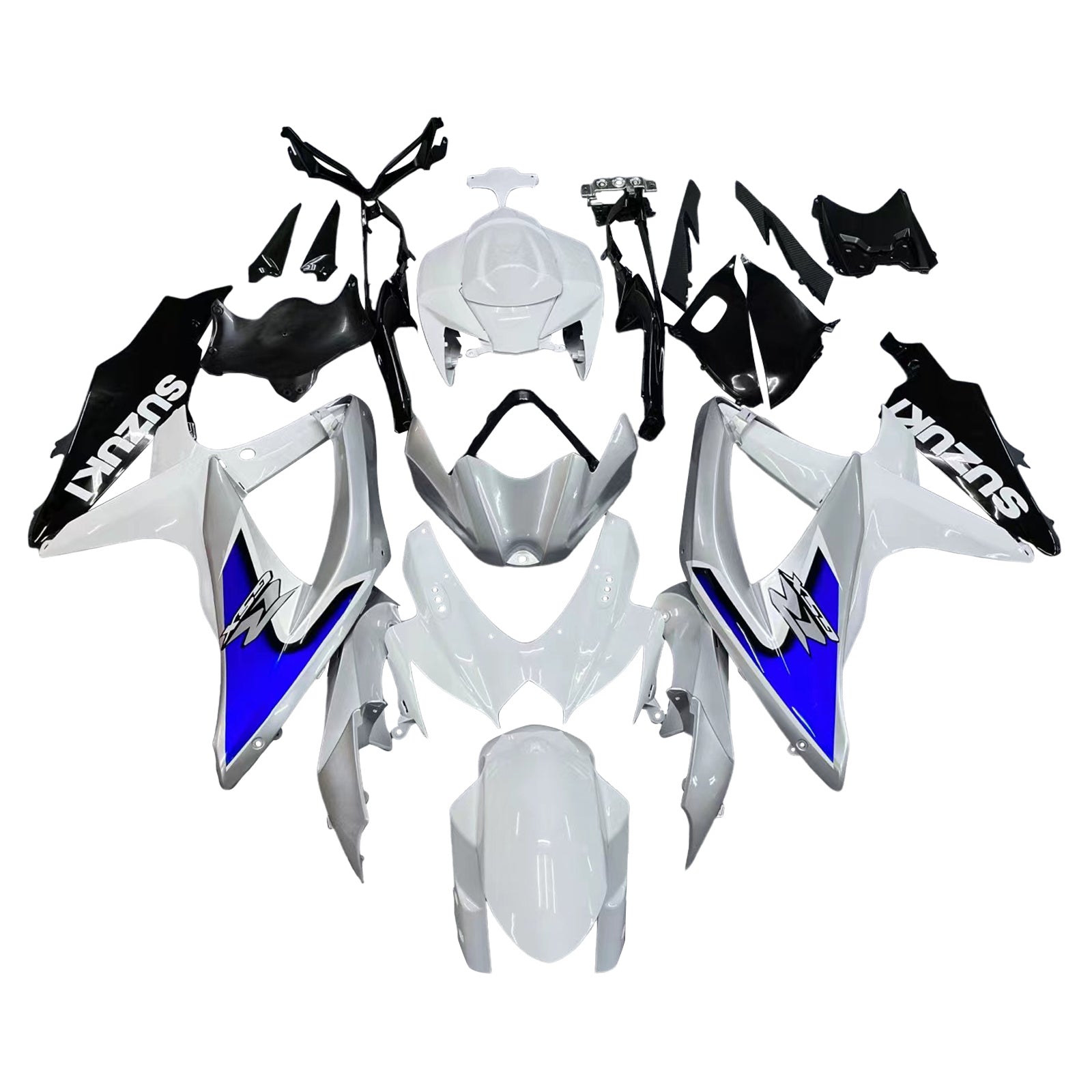 Fairings 2008-2010 سوزوكي GSXR 600 750 فضي أبيض GSXR