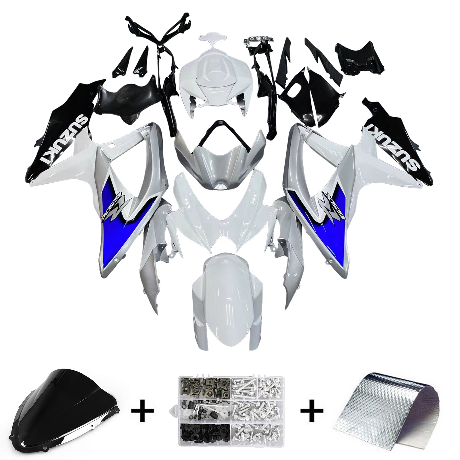 Fairings 2008-2010 Suzuki GSXR 600 750 Silver White GSXR