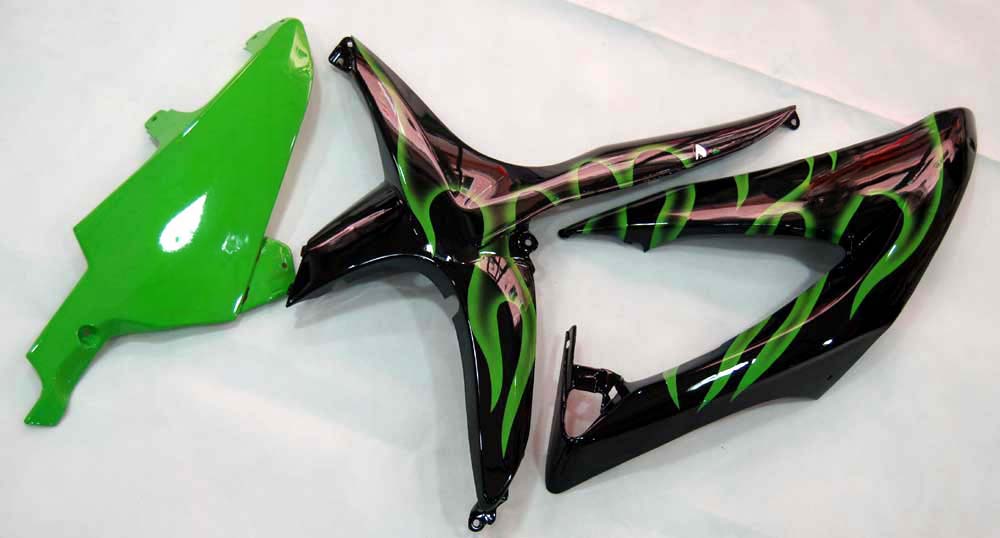 Carenados 2008-2010 Suzuki GSXR 600 750 Negro y Verde Llama GSXR Genérico