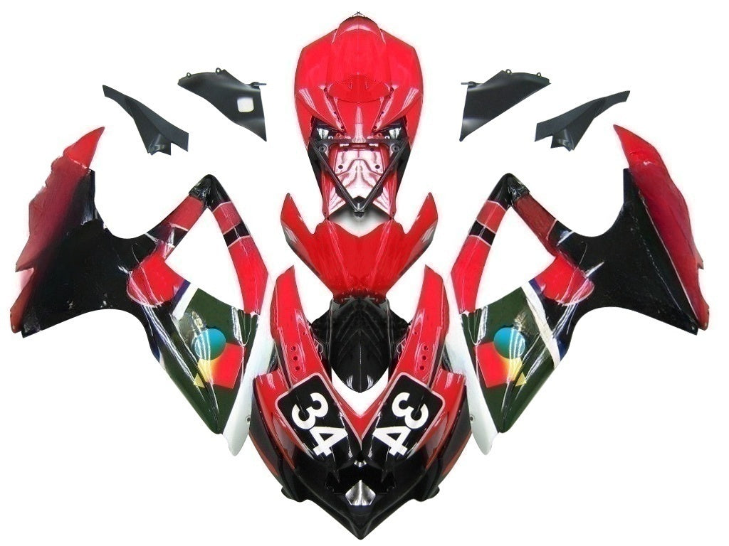 Fairings 2008-2010 Suzuki GSXR 600 750 Red Black No.34 Suzuki Generic