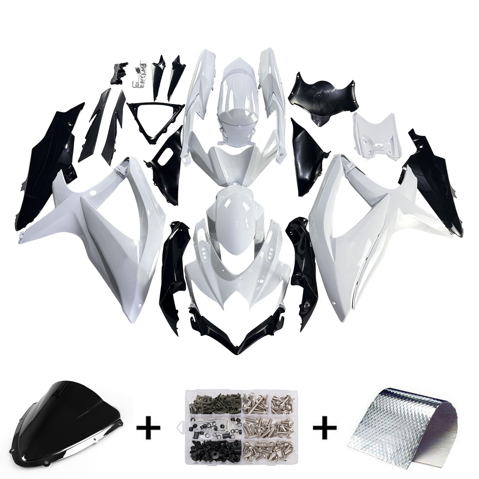 White Injection Fairing Kit Bodywork Plastic ABS For Suzuki GSXR 600/750 2008-2010 K8