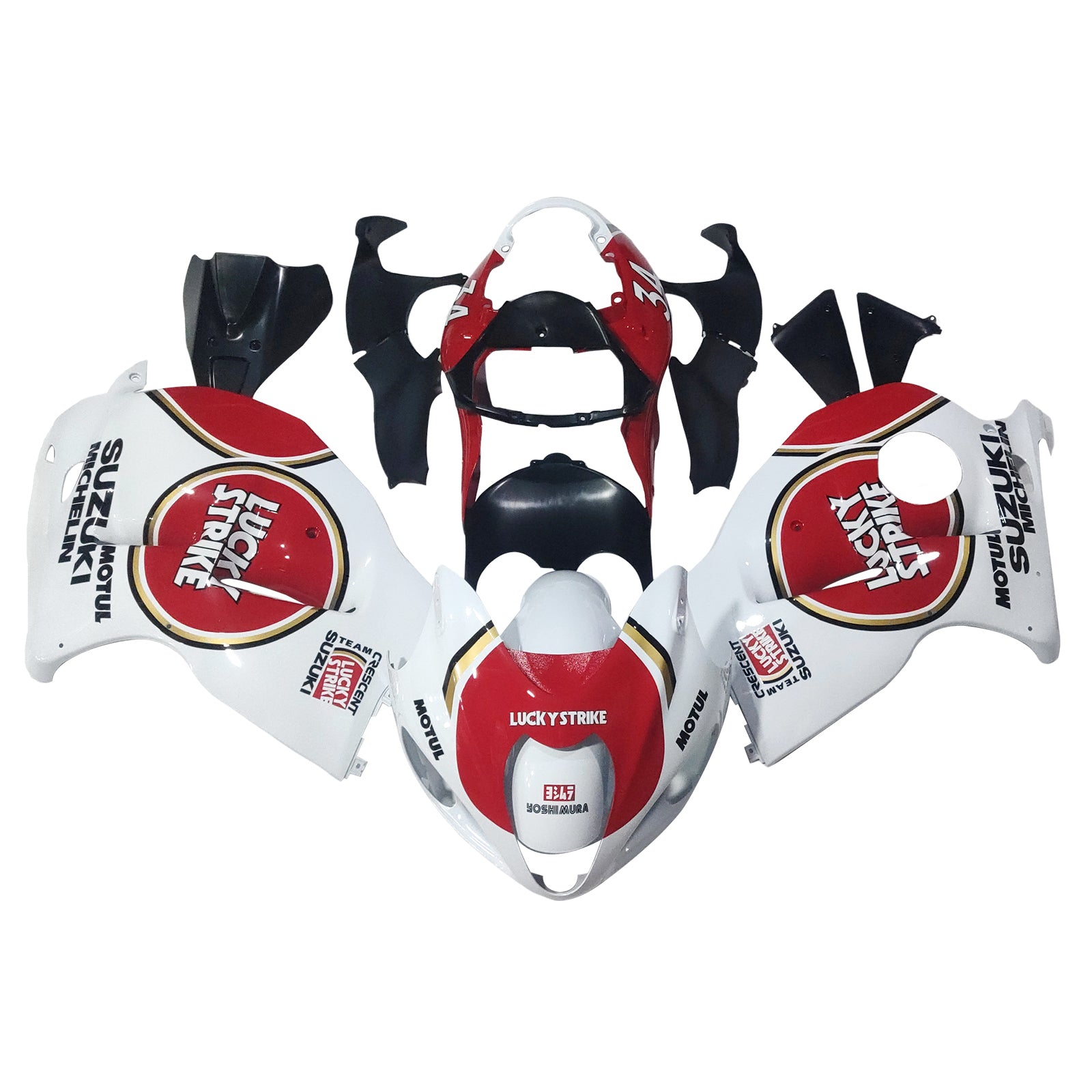 Fairings 1999-2007 Suzuki GSX1300 Hayabusa White & Red Lucky Strike  Generic