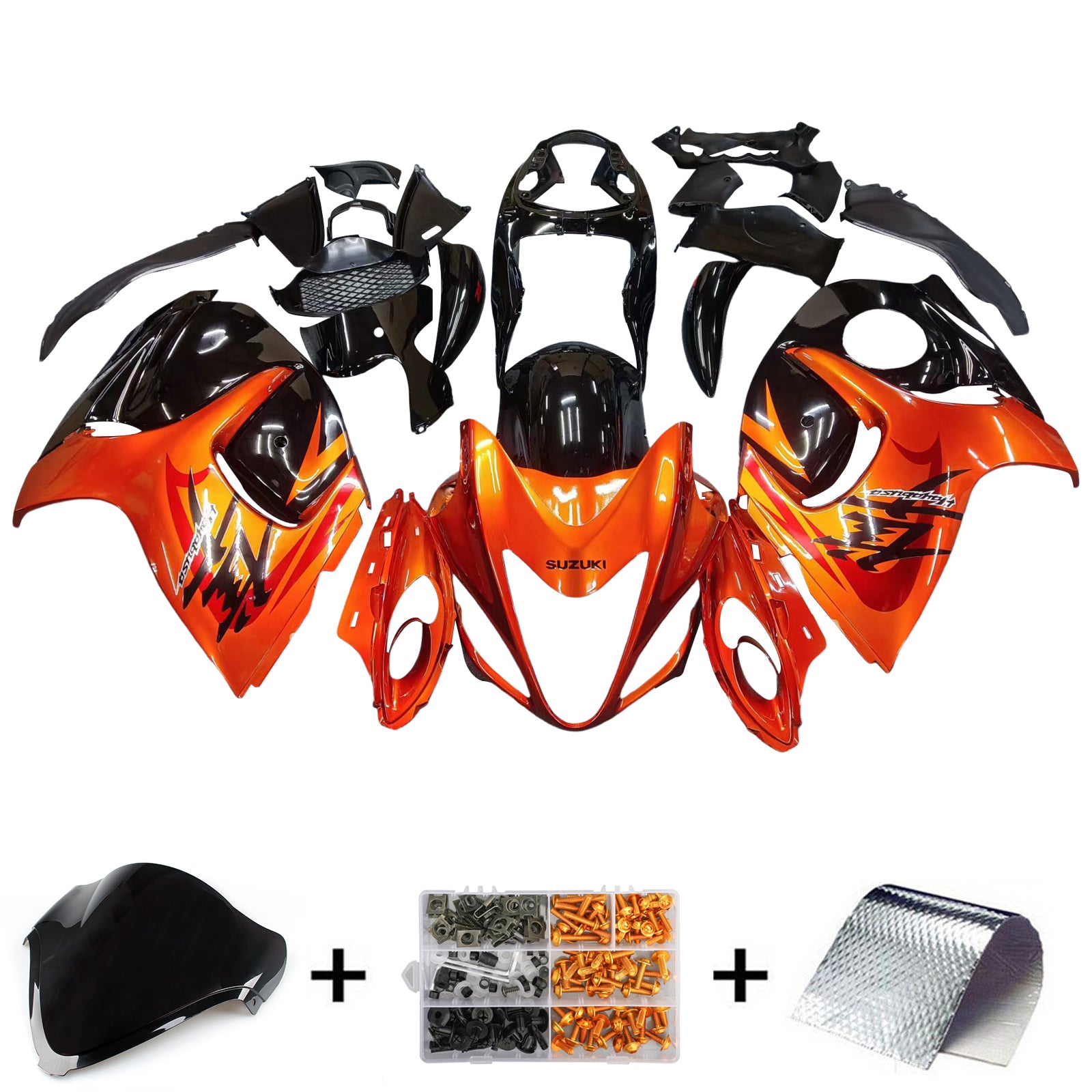 Fairings 2008-2020 Suzuki GSX 1300 Hayabusa Orange Metallic & Black Hayabusa  Generic