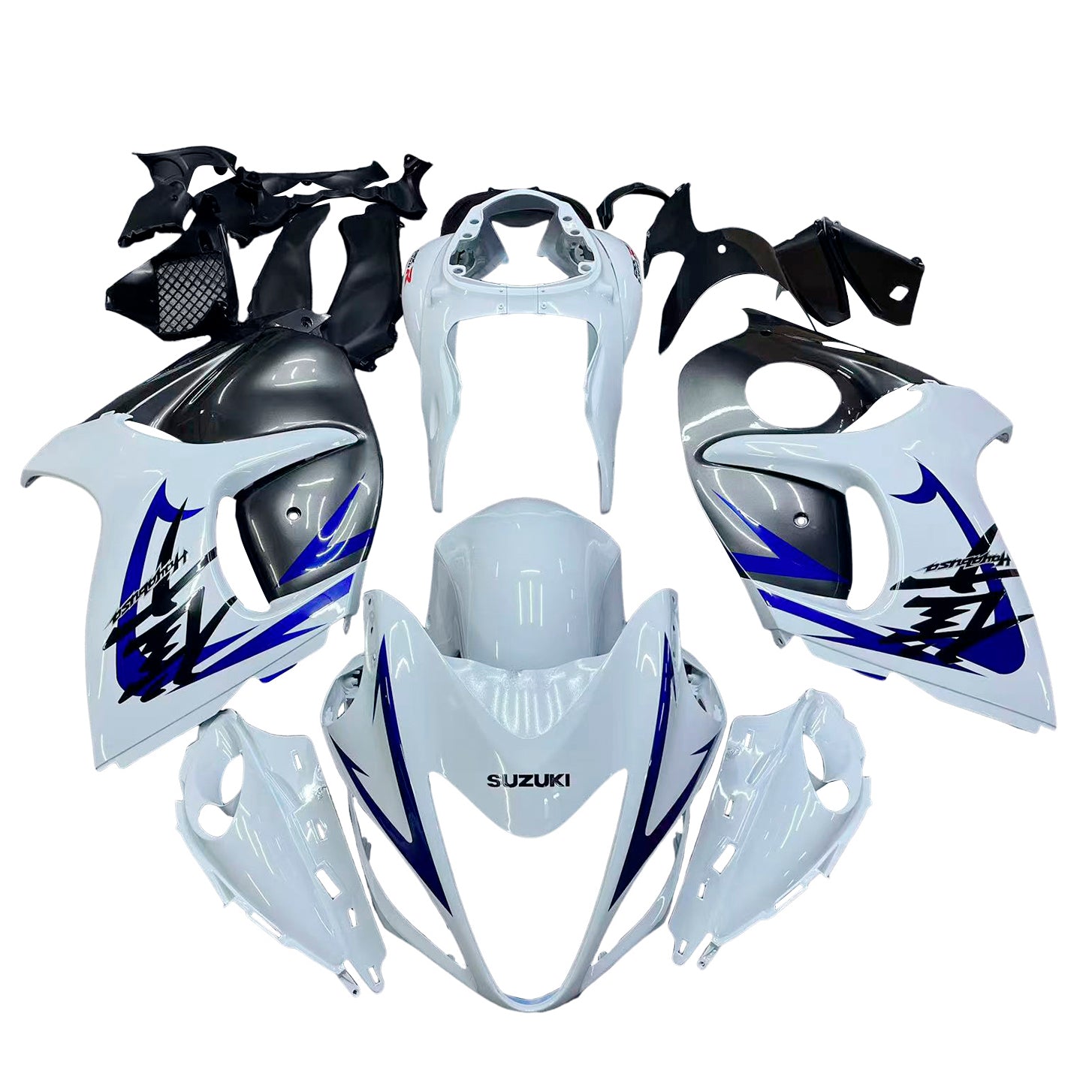 Fairings 2008-2020 Suzuki GSX 1300 Hayabusa White Grey Blue  Generic