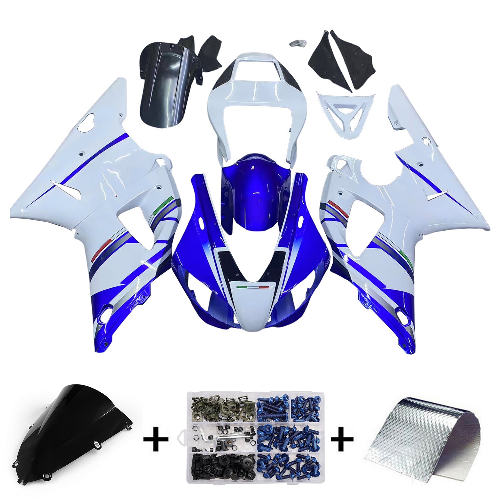 Fairings 1998-1999 Yamaha YZF-R1 Blue White No.46 FIAT   Generic