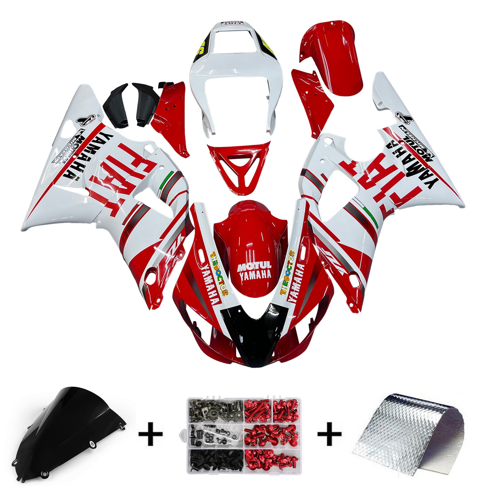 Fairings 1998-1999 Yamaha YZF-R1 Red White No.46 FIAT R1  Generic