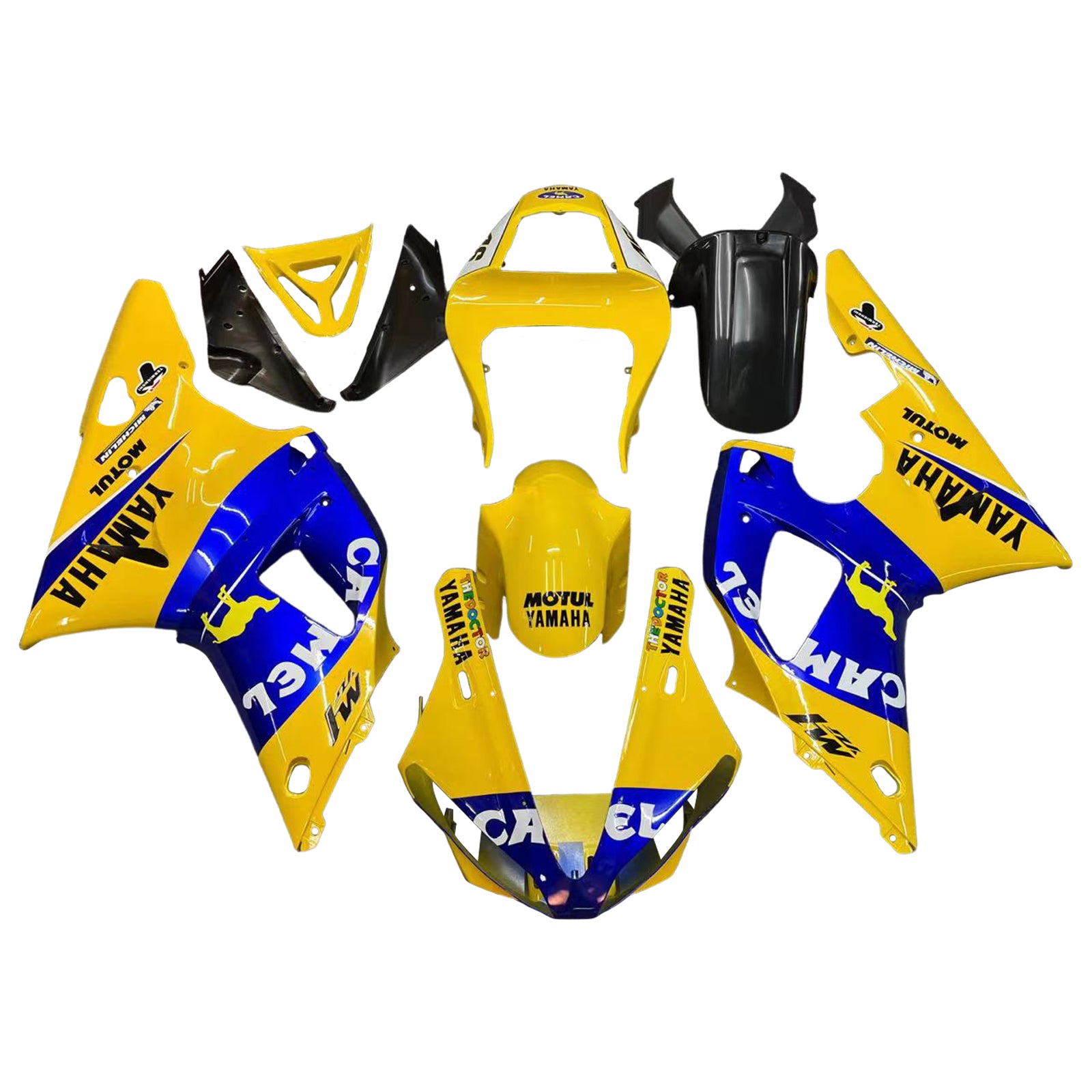 Fairings 2000-2001 Yamaha YZF-R1 Yellow Blue No.46 Camel   Generic