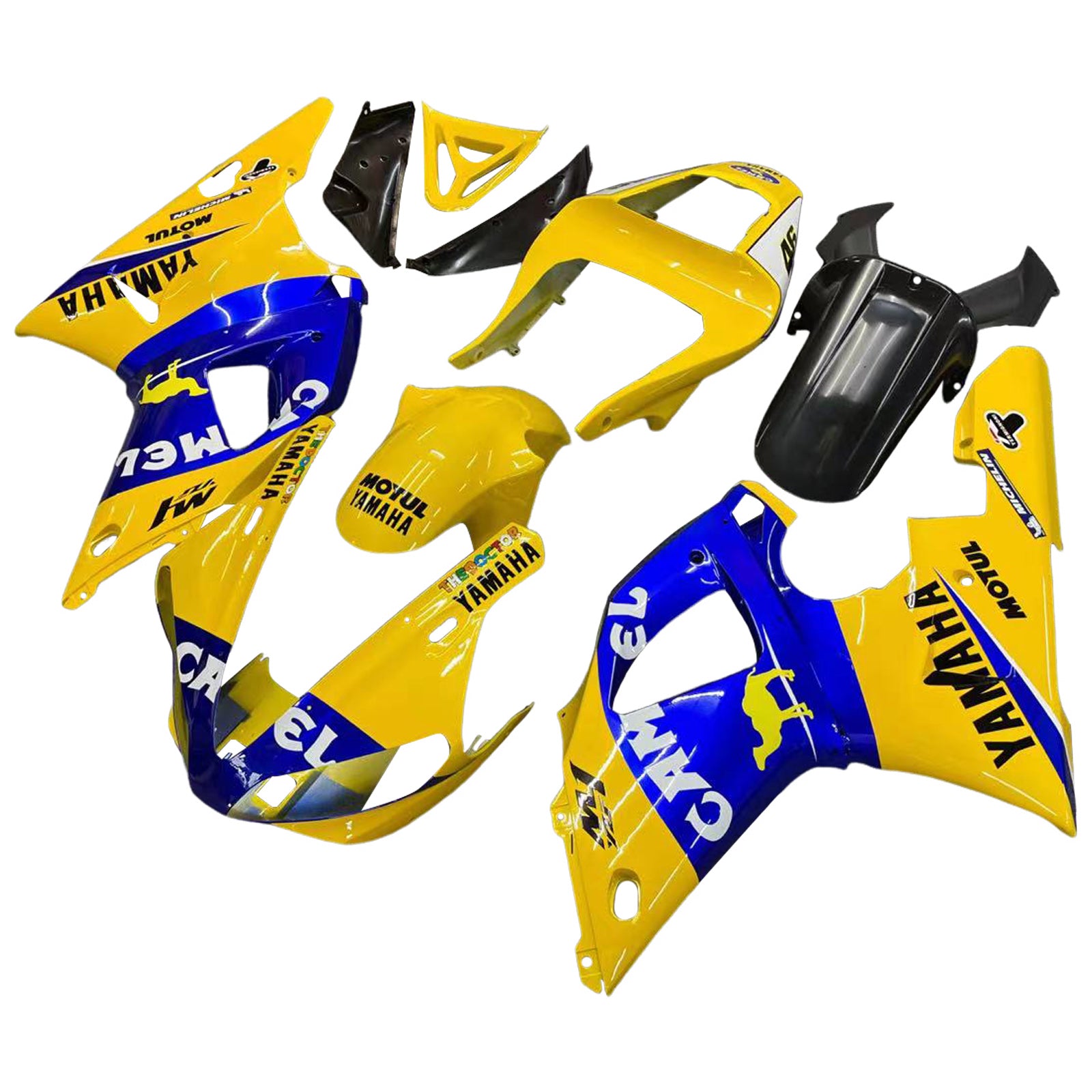 Fairings 2000-2001 Yamaha YZF-R1 Yellow Blue No.46 Camel   Generic