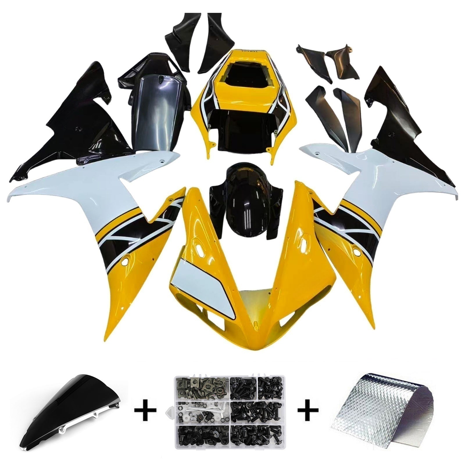 Fairings 2002-2003 Yamaha YZF-R1 Yellow White Black R1  Generic