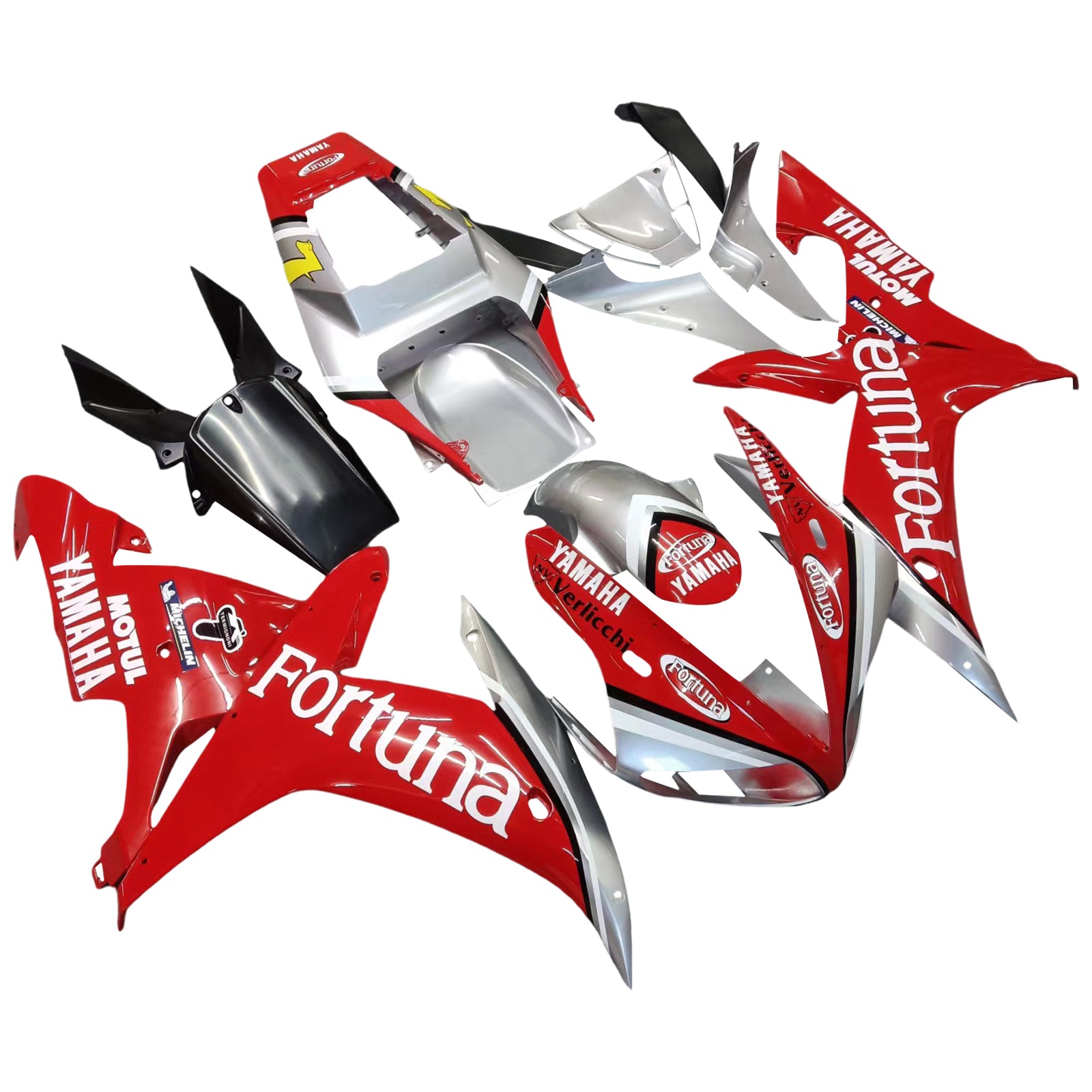 Fairings 2002-2003 Yamaha YZF-R1 Red Silver Fortuna