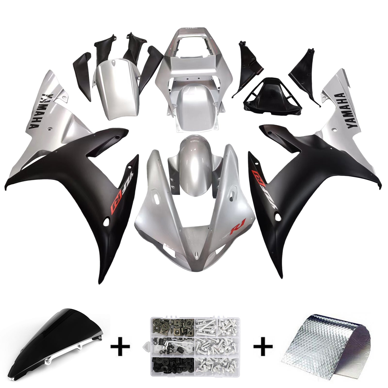 Fairings 2002-2003 ياماها YZF-R1 فضي أسود R1