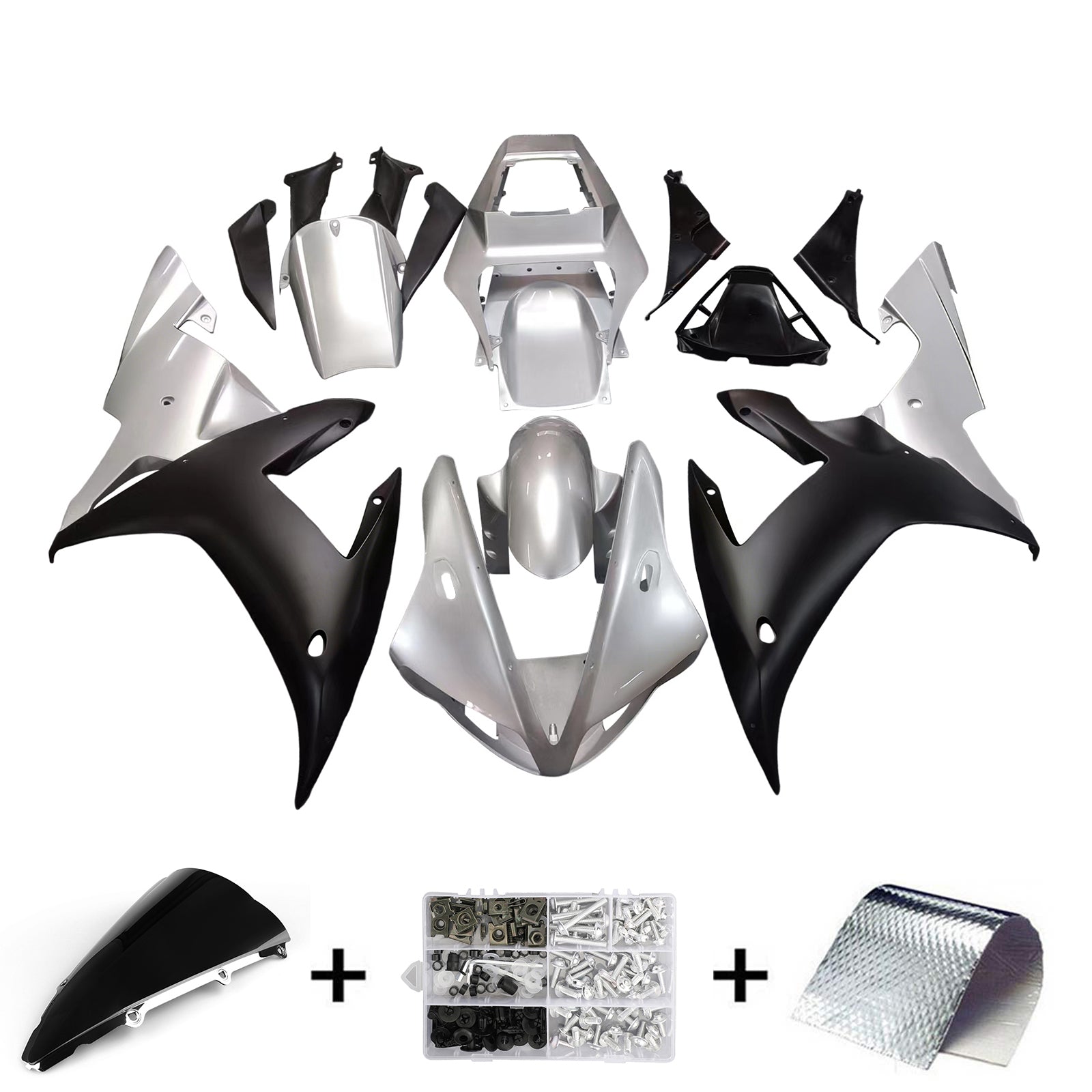 Fairings 2002-2003 Yamaha YZF-R1 Silver Black R1