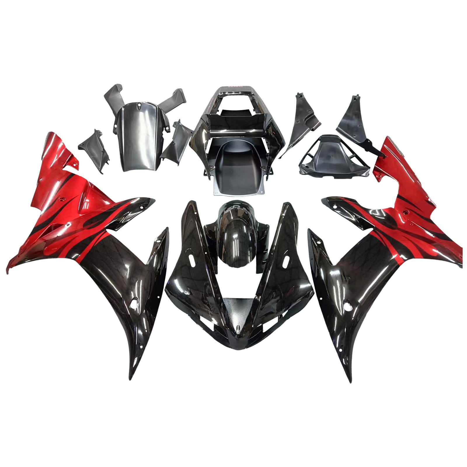 Fairings 2002-2003 Yamaha YZF-R1 Black Red Tribal R1