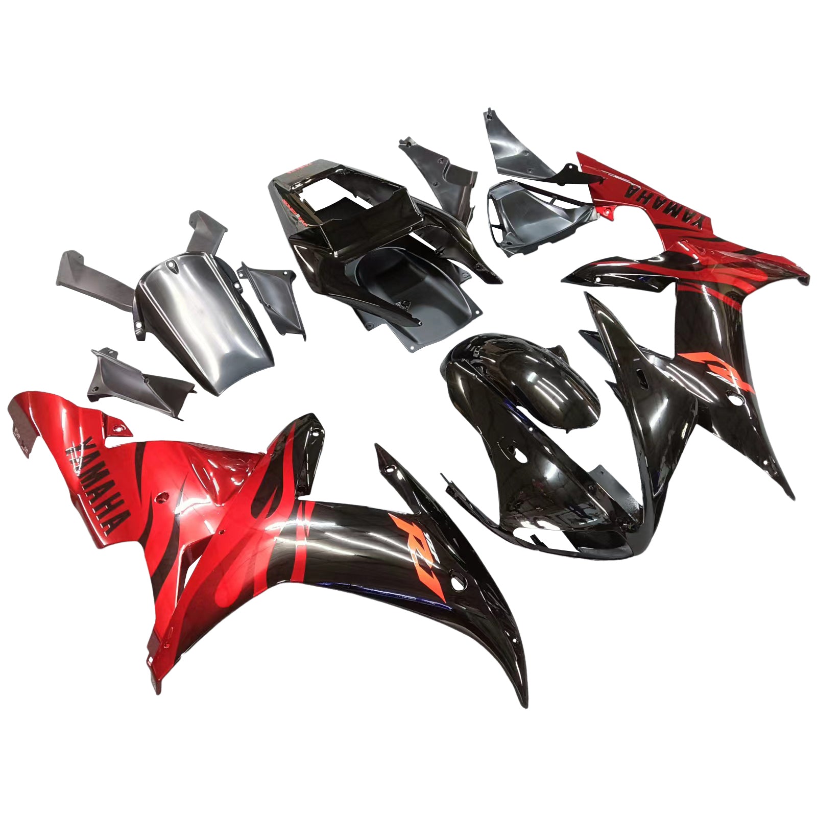 Fairings 2002-2003 ياماها YZF-R1 أسود أحمر قبلي R1