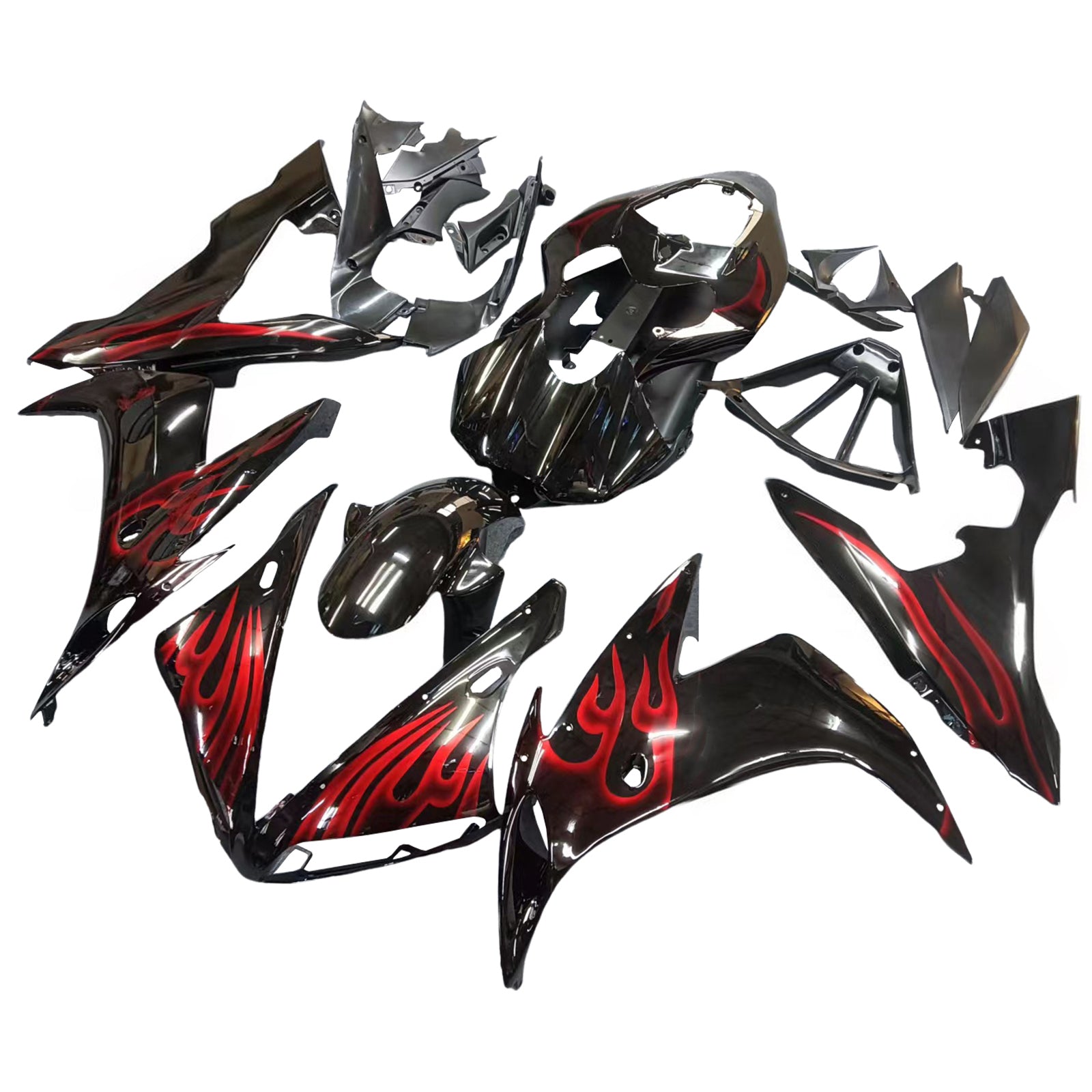 Fairings 2004-2006 Yamaha YZF-R1 Black & Red Flame R1