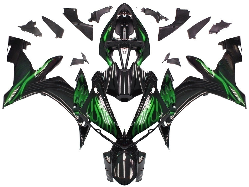 Carenados 2004-2006 Yamaha YZF-R1 Negro y Verde Flame R1 Genérico