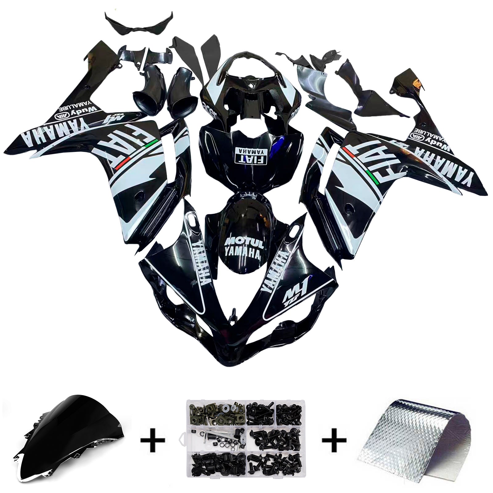 Fairings 2007-2008 Yamaha YZF-R1 Black FIAT R1  Generic