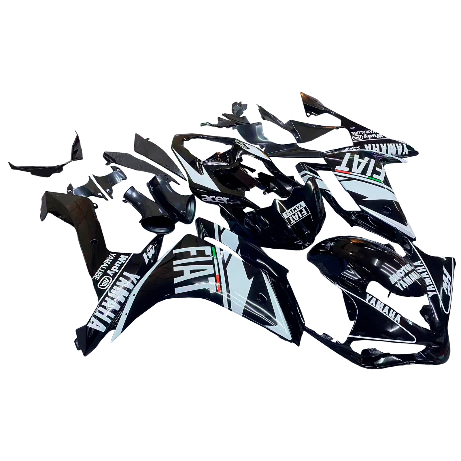 Fairings 2007-2008 Yamaha YZF-R1 Black FIAT R1  Generic