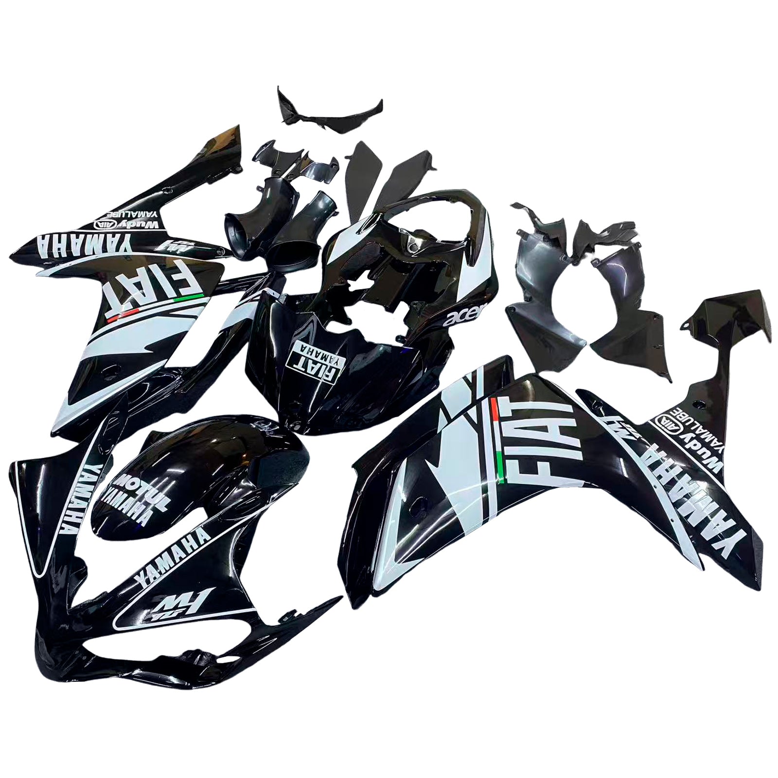 Fairings 2007-2008 Yamaha YZF-R1 Black FIAT R1  Generic