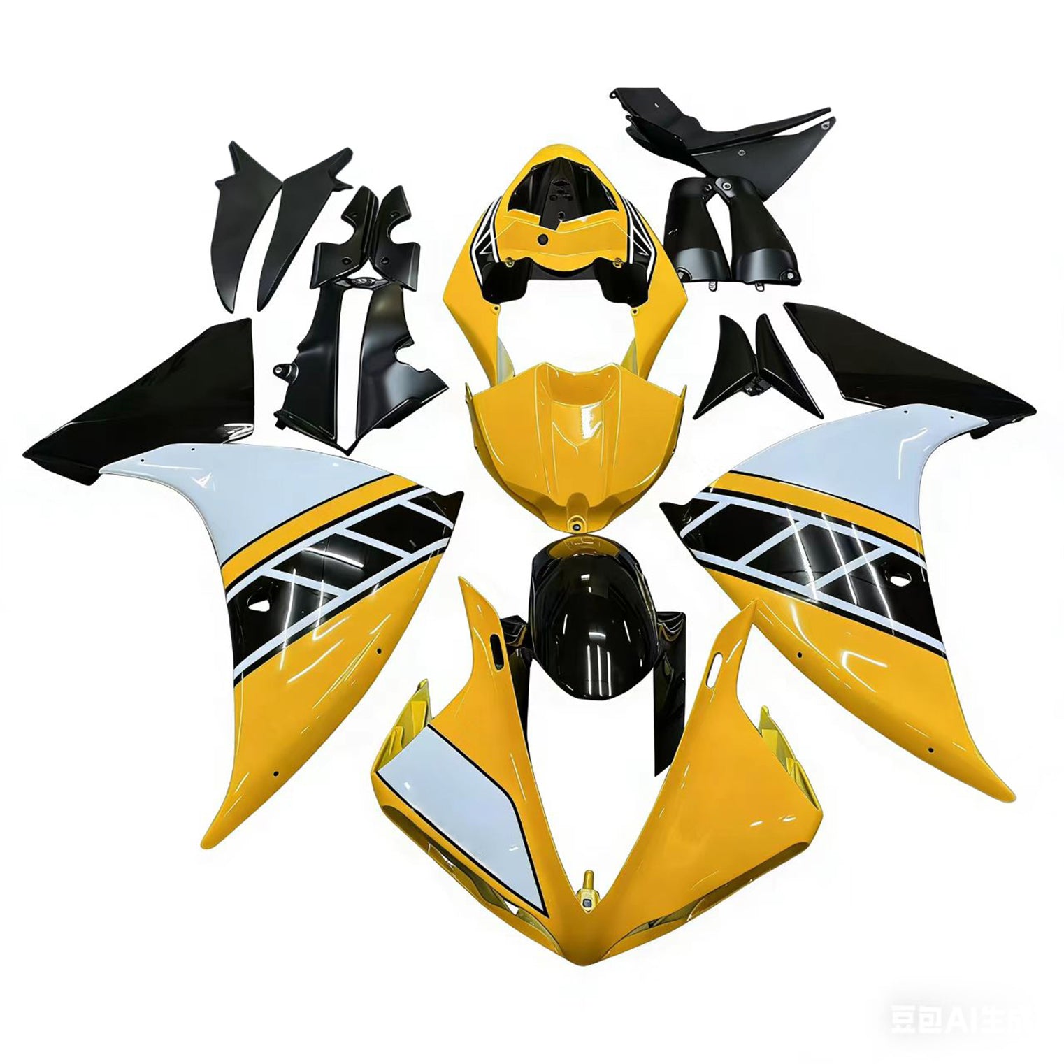 페어링 2009-2011 야마하 YZF-R1 옐로우 블랙 모툴 R1 제네릭
