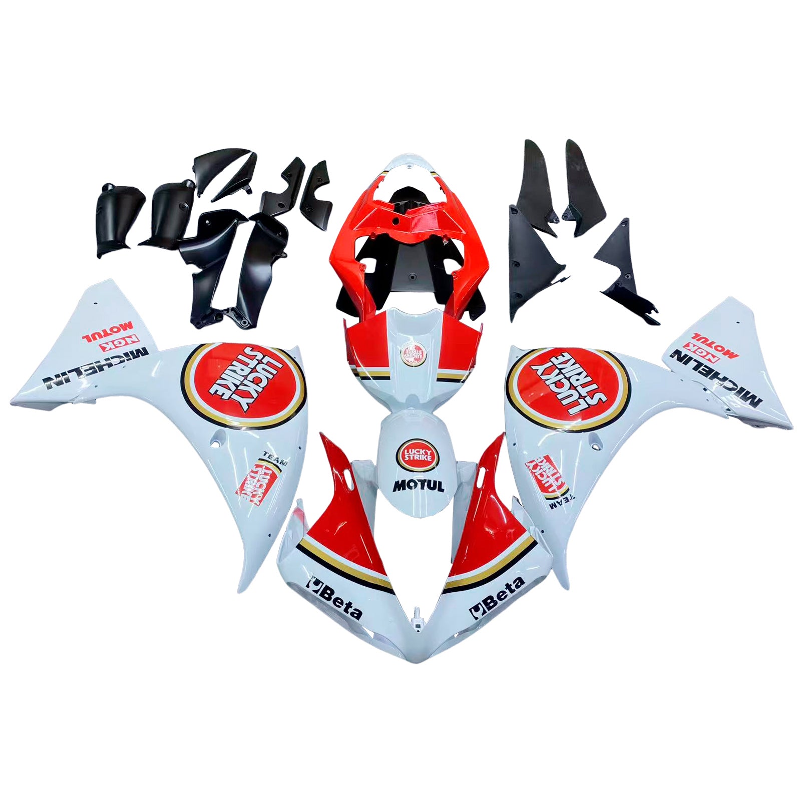 Fairings 2009-2011 Yamaha YZF-R1 White Red Lucky Strike R1  Generic