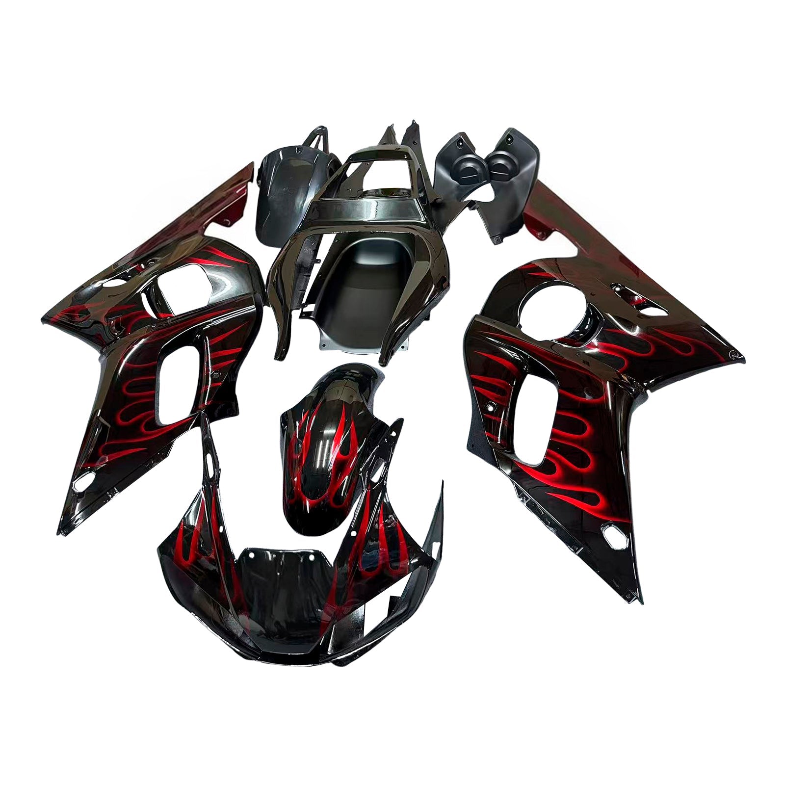 Fairingsr 1998-2002 Yamaha YZF-R6 Black & Red Flame R6 Generic