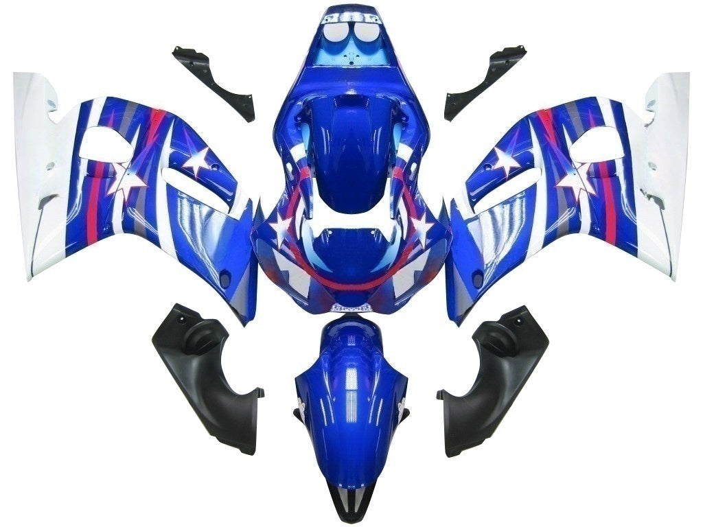 페어링 1998-2002 야마하 YZF-R6 블루 화이트 스타 FIAT R6 제네릭