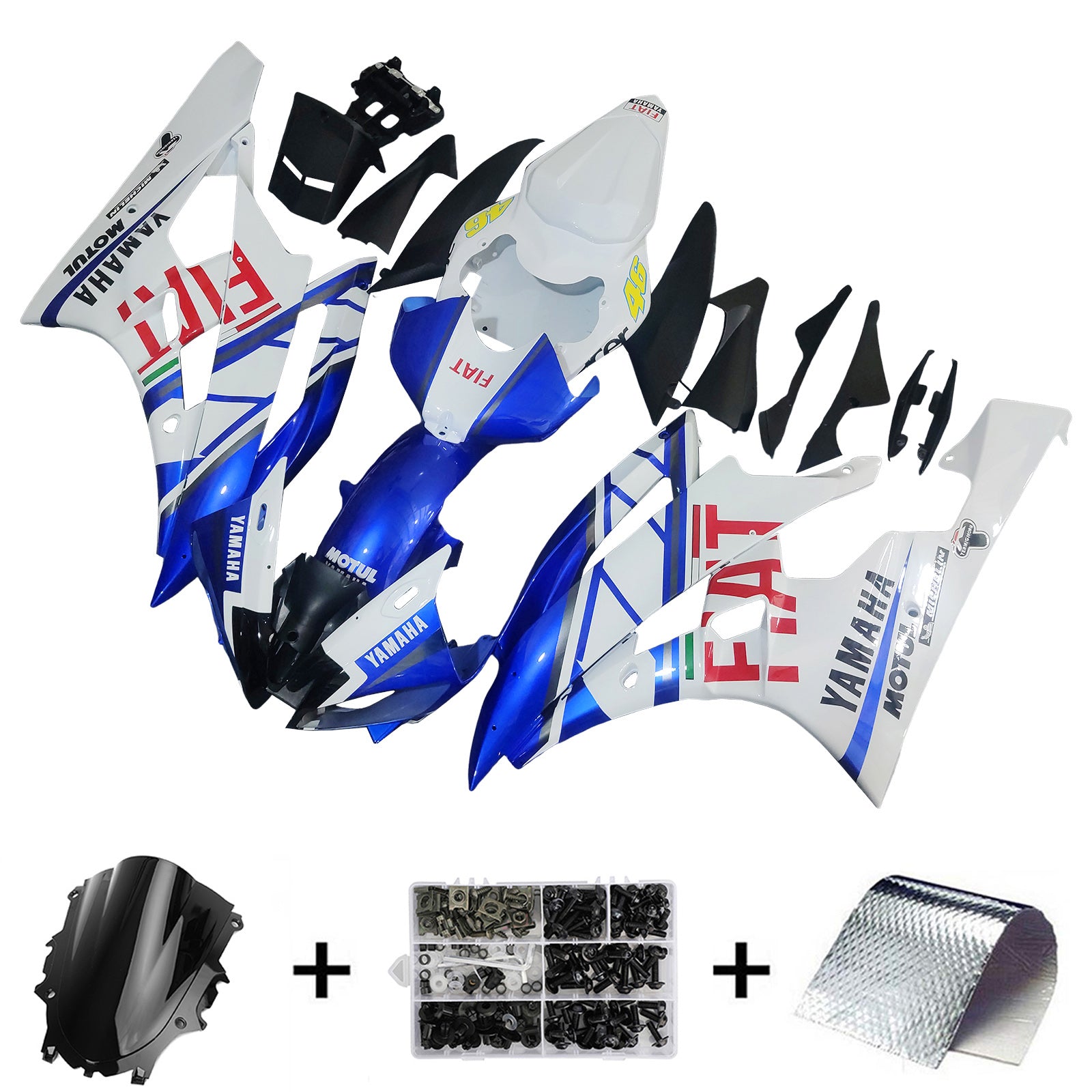 Fairings 2006-2007 Yamaha YZF-R6 White Blue No.46 FIAT R6  Generic